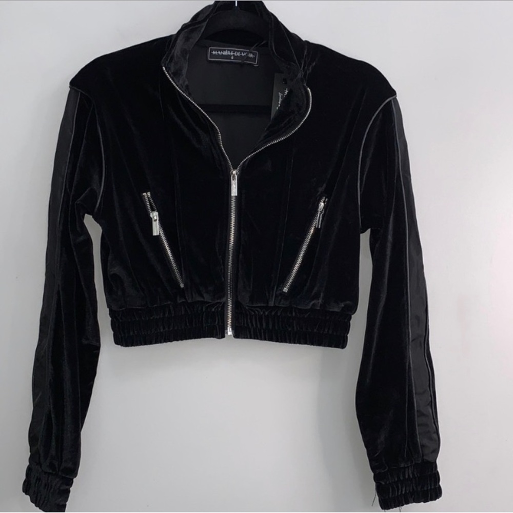 Maniere De Voir velvet crop jacket